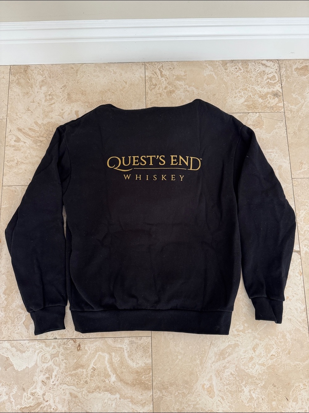 Quest's End Whiskey Black Graphic Hoodie Sweatshirt Size: M